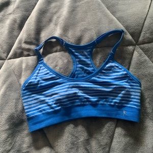 blue and white striped cute sports bra